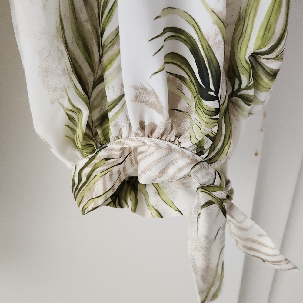 Tropical Leaf Print Blouse
